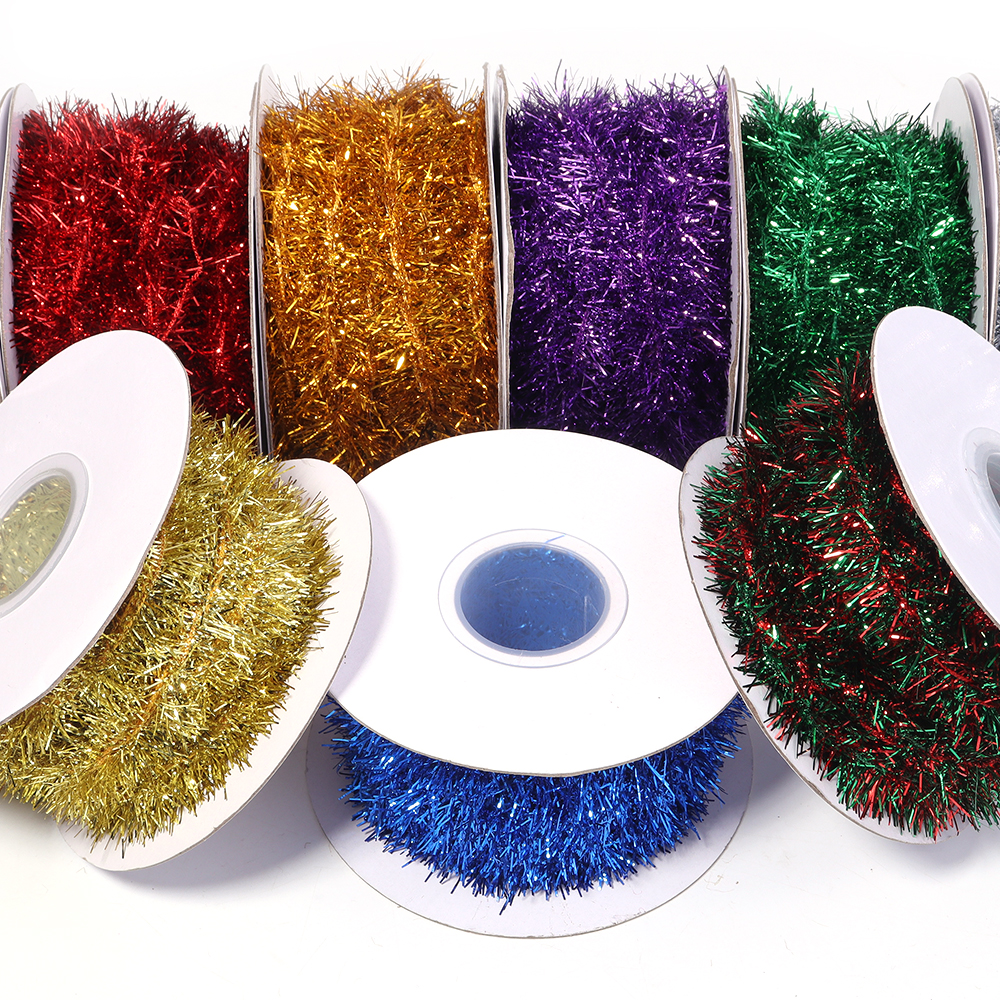 10 Meter Weihnachten Band Girlande Stock Folie Lametta funkeln metallisch Weihnachten Baum Verpackung Bänder Ornamente DIY Neue Jahr Party Dekor