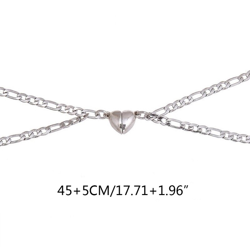 2 magnetische partner-halsketten mit herzanhänger für verliebte, symbol für fernbeziehungen, #39