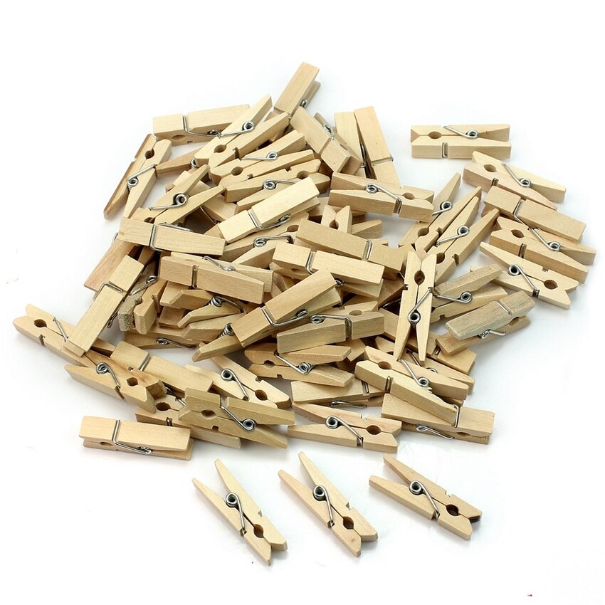 Very Small Mine Size 25mm Mini Natural Wooden Clips For Photo Clips Clothespin Craft Decoration Clips Pegs 50pcs