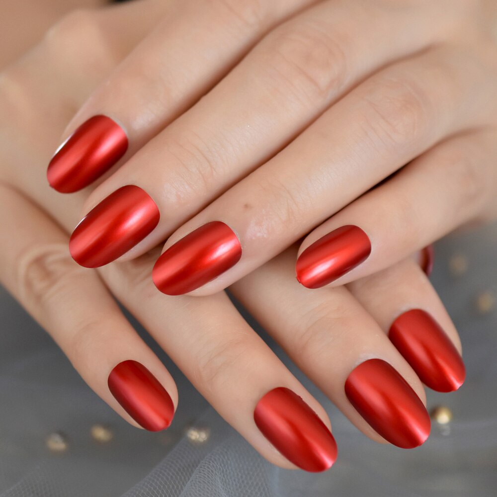 Céu azul holográfico unhas falsas stiletto, médio cromado espelho de plástico curva brilhar it a unha com cola