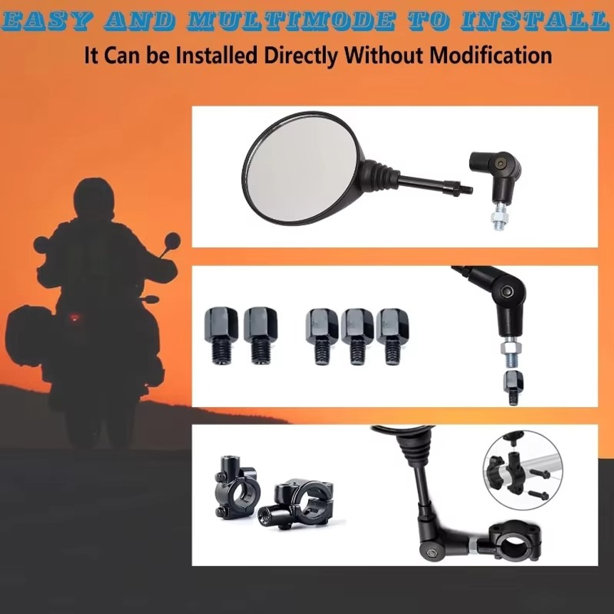 1 Pair of Motorcycle Rearview Mirror Round Foldable M8 M10 for Street Bikes Sport Bikes Scooters Cruisers ATV Motorcycles