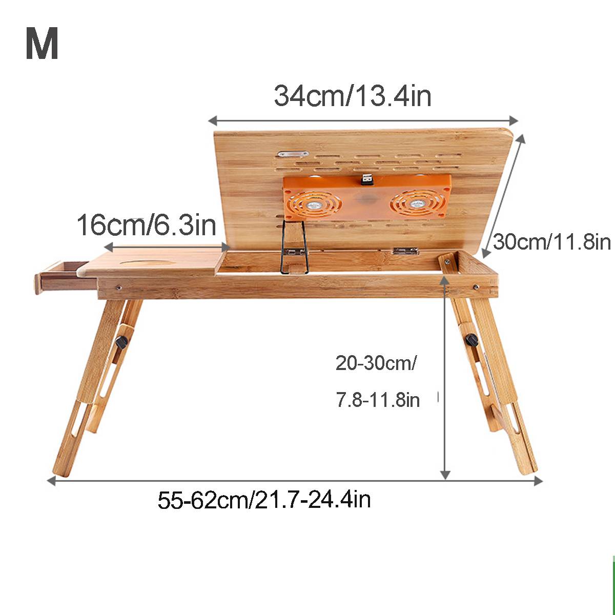 Portable Folding Bamboo Laptop Table Sofa Bed Office Laptop Stand Desk With Cooling Fan Bed Table For Computer Notebook Books: M