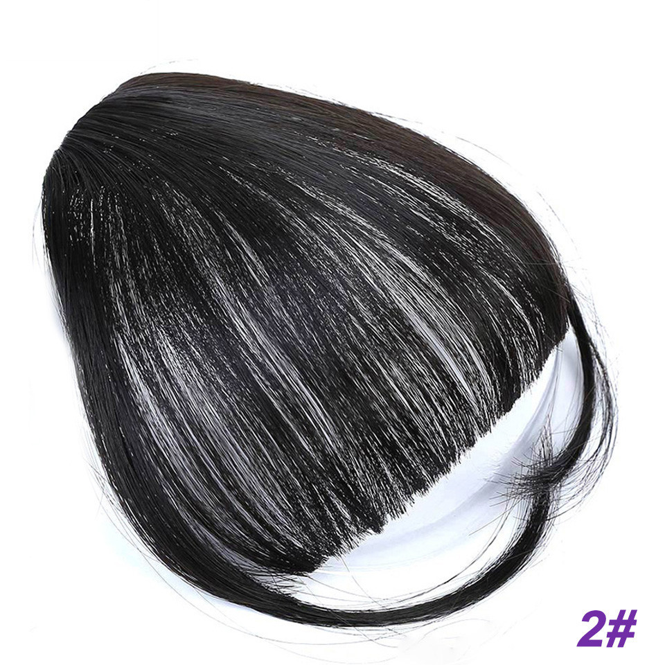 Flequillo romo sintético liso Natural LM, fibra de alta temperatura, marrón, flequillo completo con Clip para mujer con flecos de pelo de 6 pulgadas