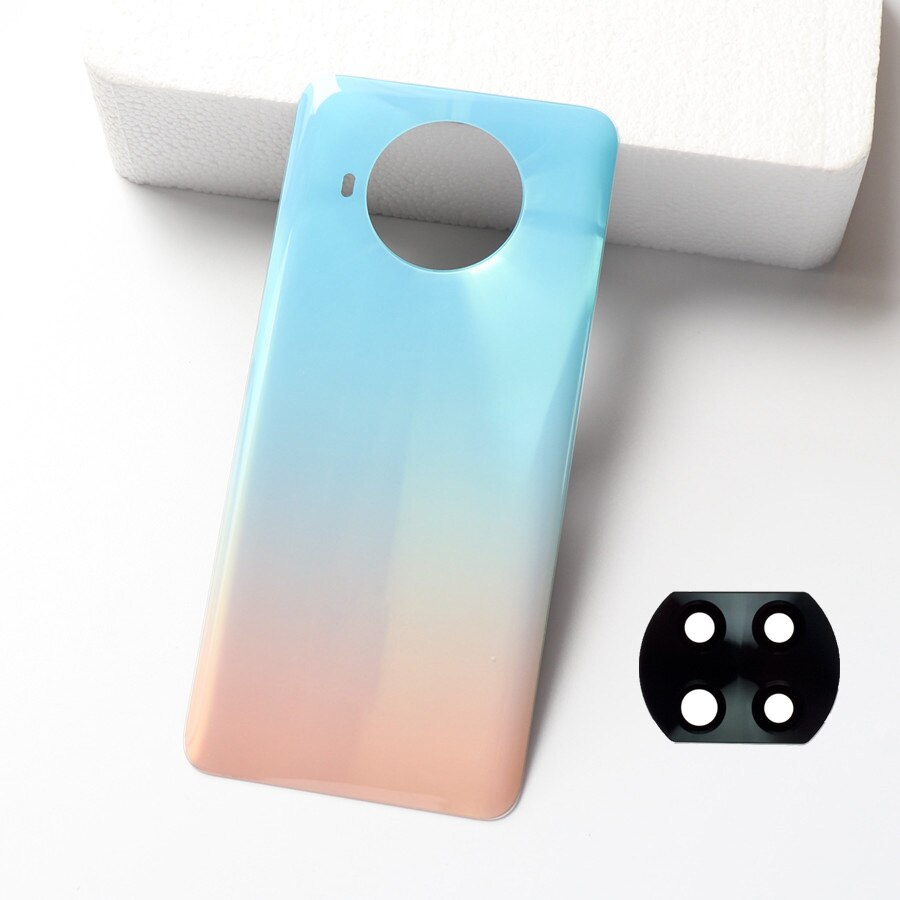 Without Logo For Xiaomi Mi 10T Lite 5G Back Glass Battery Cover Rear Housing Door Case Replacement+Camera Lens+Adhesive Sticker: RoseGold With Lens