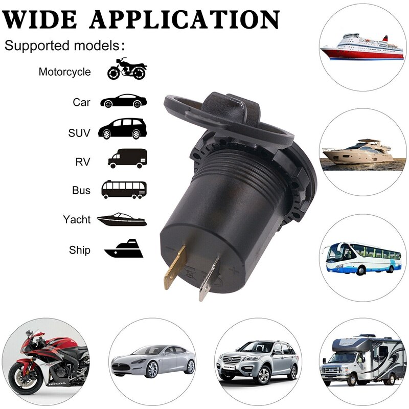 4.2A Car 2 Port Dual USB Charge Adapter Cigarette Lighter Socket LED Voltmeter with Waterproof Cover for DC 12V-24V Cars Vehicle