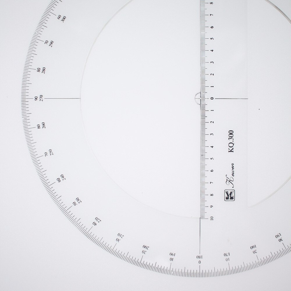 360 graders vinkelmåler dobbelt skala værdi diameter 30cm lineal, skrå kanter  kq300