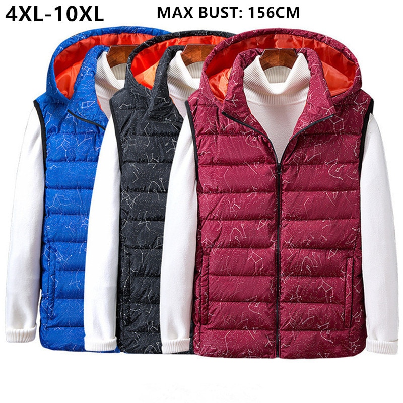 Vest herre ærmeløs jakke vest sort blå hættetrøjer vinter stor størrelse 7xl 8xl 9xl 10xl tyk mand vindjakke homme varm frakke