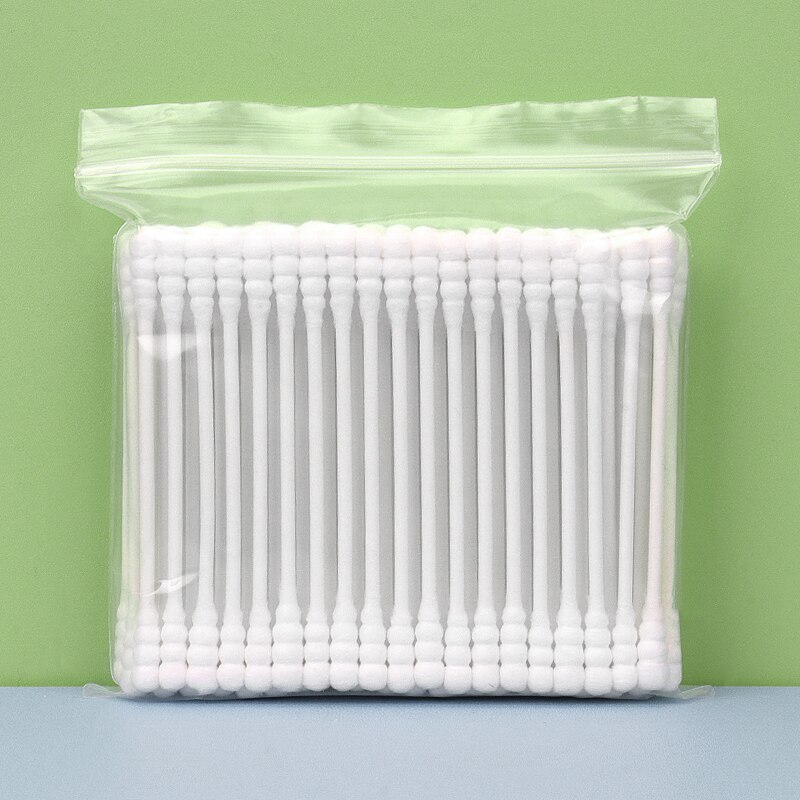 100pcs Cosmetic Cotton Swab Candy Color Cotton Swabs Ear Stick Double Head Women Makeup Cotton Buds Ears Clean Care Tools: white