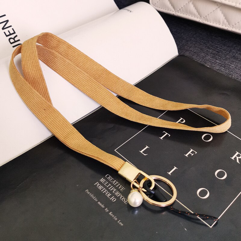 Lange Parel Pedant Telefoon Lanyard Voor Iphone Huawei Samsung Redmi Xiaomi Ketting Riem Voor Werken Card Badge Sleutelhanger: yellow