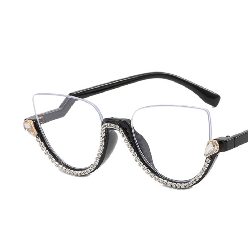 Montura de gafas graduadas de ojo de gato transparente para mujer y hombre, gafas ópticas, montura de gafas con lentes transparentes de diamante