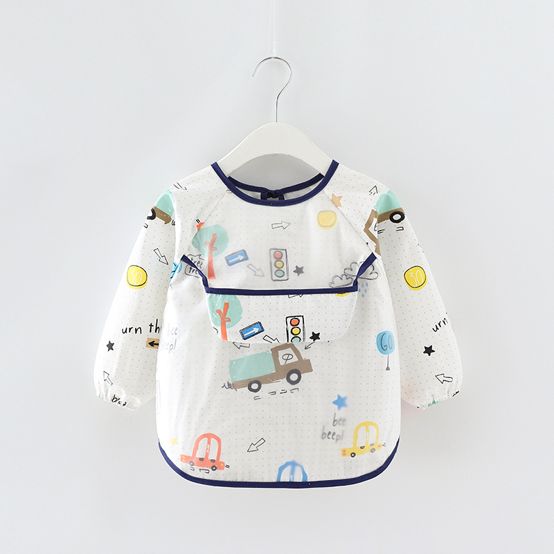 Infant Essen Kinder Zeichnung Lange Kurzarm Schürze Baby Bandana Lätzchen Nette Cartoon Lätzchen Wasserdichte Baby Selbst Fütterung Bib: 16 Car