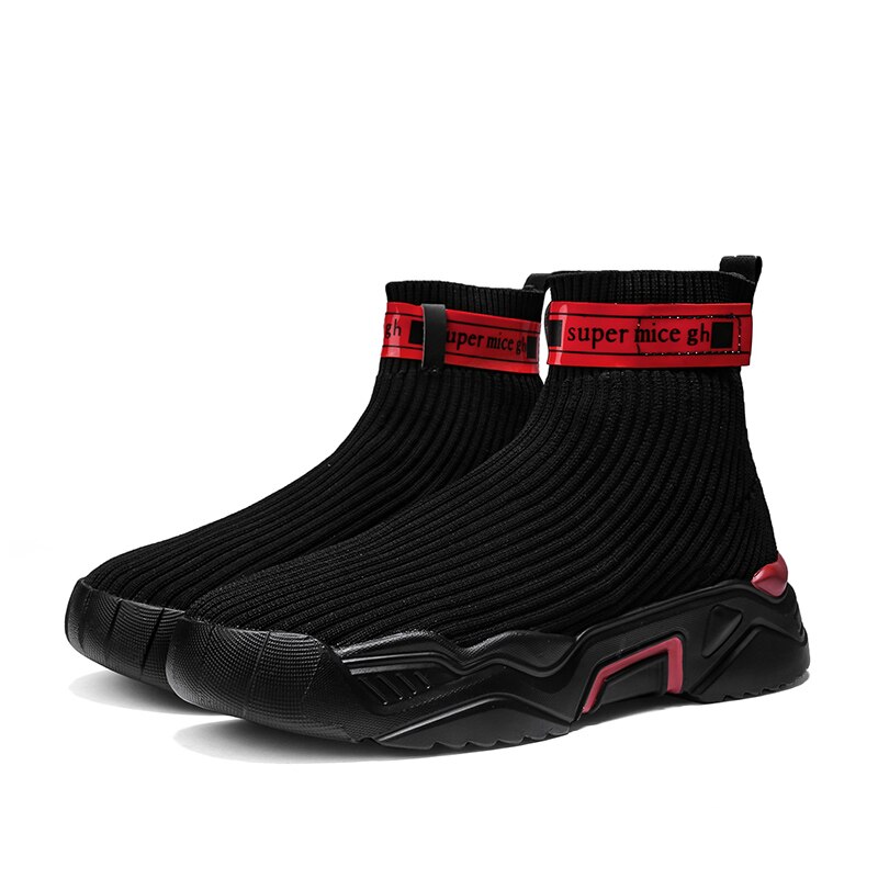 FGXZQ Herbst hoch oben Socken Schuhe Gittergewebe Atmungsaktive lässig männer Schuhe Neue Schüler Schuhe Seismische Schuhe Für männer Licht: rot / 7.5