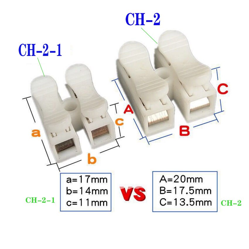 20pcs/lot LED Strip Light Quick Wire Connecting CH-3 CH-2 Spring Wire Connectors Electrical Cable Clamp Terminal Block Connector