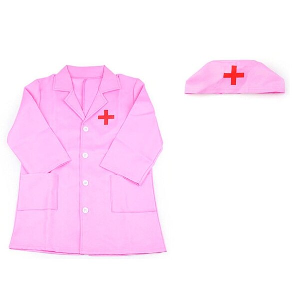 Enfants docteur jeu de rôle déguisement ensemble de robe docteur laboratoire manteau Kit Cosplay pour enfant en bas âge gommage outils supplémentaires: Pink