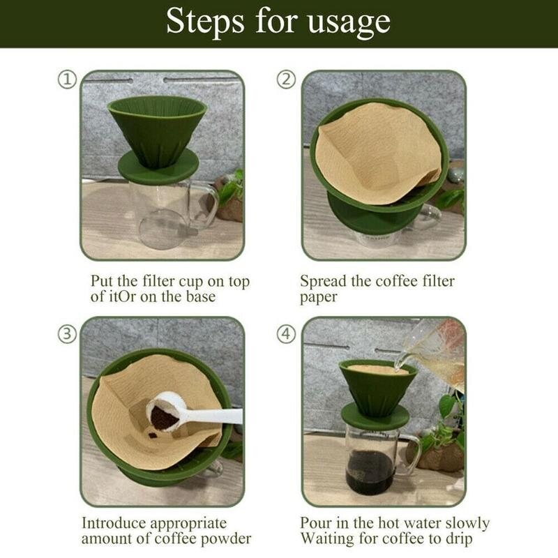4 Colors Cone Coffee Filter Home Indoor Outdoor Portable Foldable Manual Coffe Dripper Cup Reversible Hand-pushed Funnel Tools