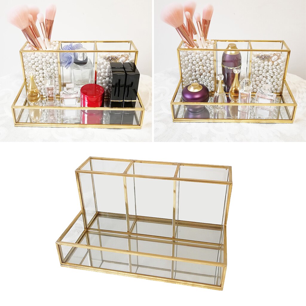 Beauty Clear Makeup Brush Pen and Pencil Holder - 4 Grid to Hold Makeup Brushes, Lipsticks, Eyebow and Lipstick