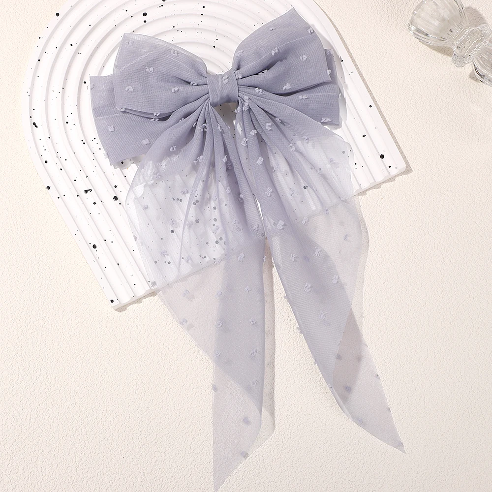 Clip de pelo de cinta con lazo para mujer, 8 colores, Clip de primavera de satén liso, lazo de cola de caballo, horquilla Simple a la , accesorios para el cabello para niña: Gris claro