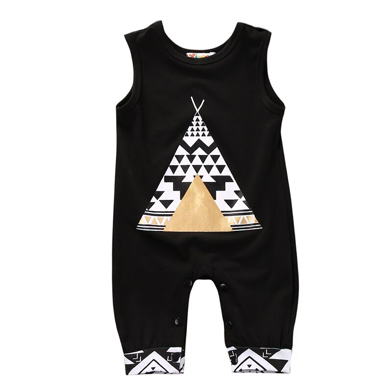 Maluch noworodek niemowlę chłopiec śpioszki dziewczęce ubrania bez rękawów kreskówka niemowlę Bebes pajacyki jednoczęściowe Sunsuit: pyramid / 12 m