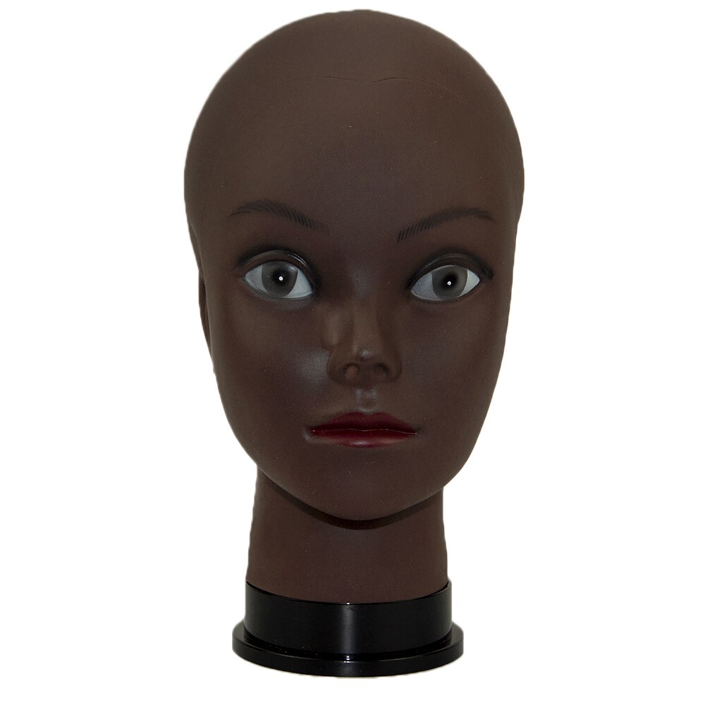 Black Afro Cosmetology Mannequin Head Bald Manikin head for Wigs Making Wig Display Hat Display Glasses Display with Free Clamp: Black head