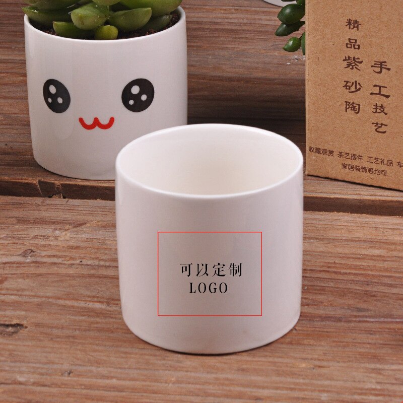 6 Styles Ceramics Planter Flowerpot Cute Expression Garden Succulent Plants Desk Flower Pot Garden Decor Ceramic Vase