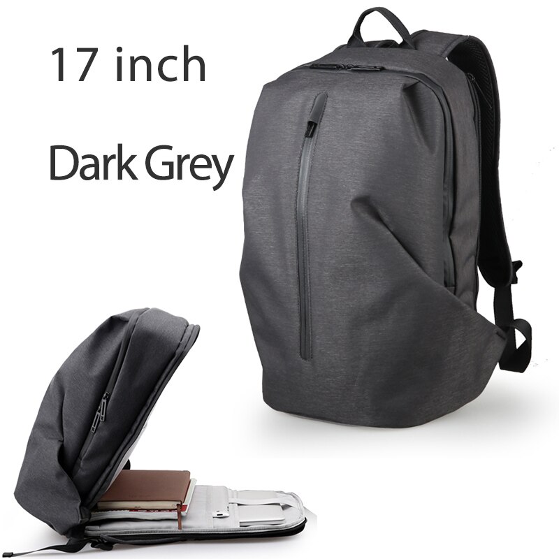 FYUZE – sac à dos Anti-vol pour hommes, sacoche tendance pour ordinateur portable 15.6 pouces 17, étanche, avec fermeture éclair pour voyage en plein air: 17 inch Dark Grey