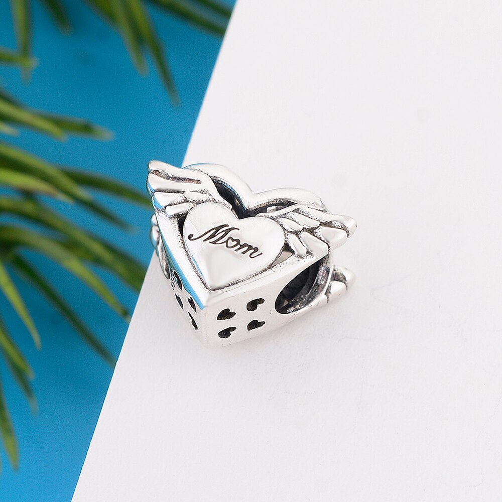 Fc Sieraden Fit Originele Bedelarmband 925 Sterling Silver Angel Wings Graveren Mum Hart Bead Voor Maken Vrouwen Berloque