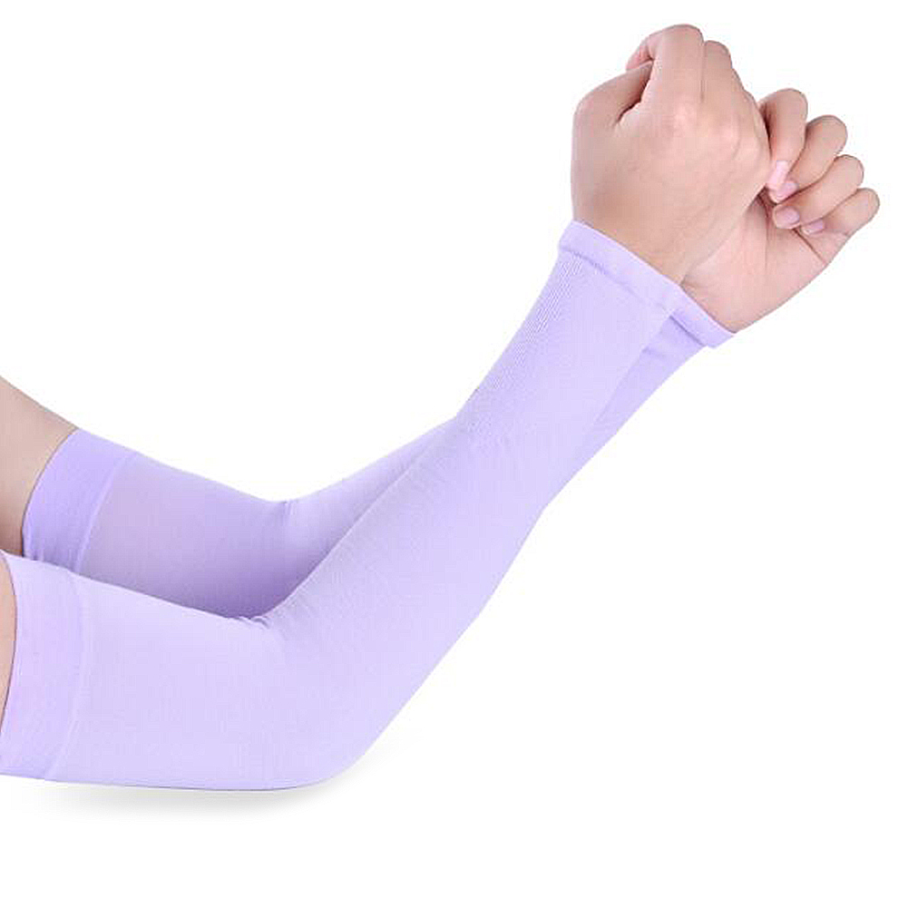 1 Pair Men Women Arm Sleeves Summer Sun UV Protection Cycling Running Fishing Clambing Driving Arm Cover: Purple