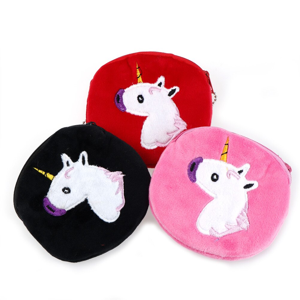 Kawaii enfants porte-monnaie femmes Mini portefeuille Style mignon coloré licorne filles fermeture éclair en peluche porte-monnaie
