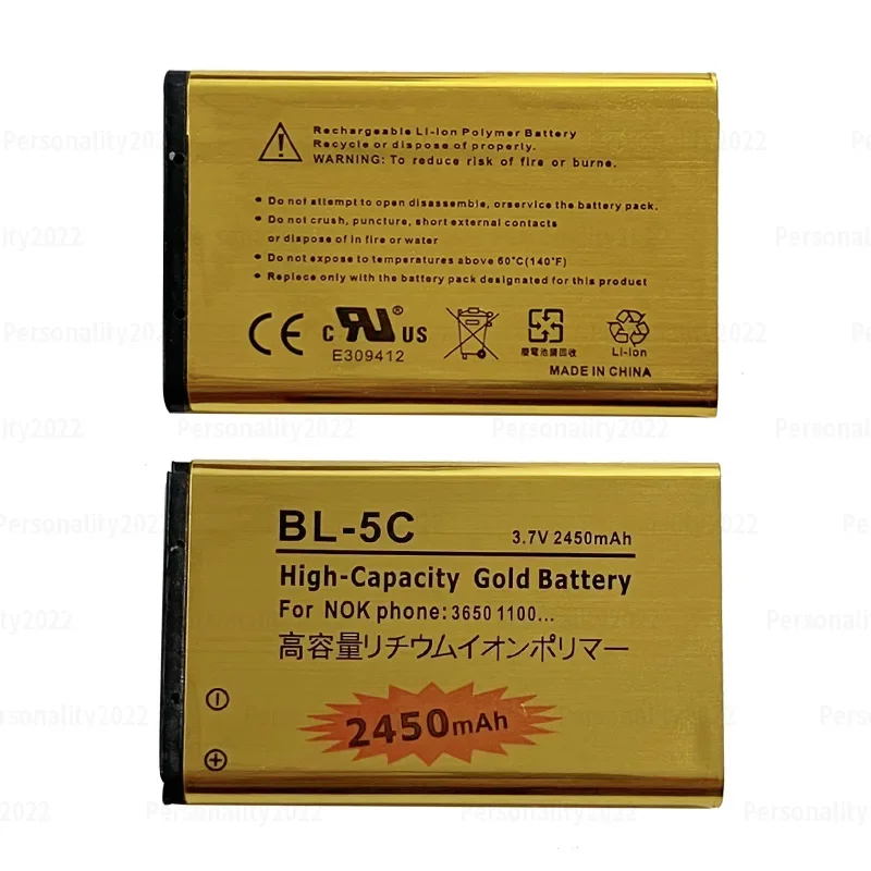 Batterie BL-5C 3.7V BL 5C 2450mAh pour Nokia BL5C 1600 6230 2600 1100 1110 1200 1208 2700 3100 3110 N70 Batteries de téléphone portable