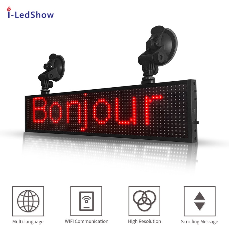 50cm (19.7") 16*96 pixel Full Color Car LED sign Display Board Programmable running Text Message Advertising Screen panel