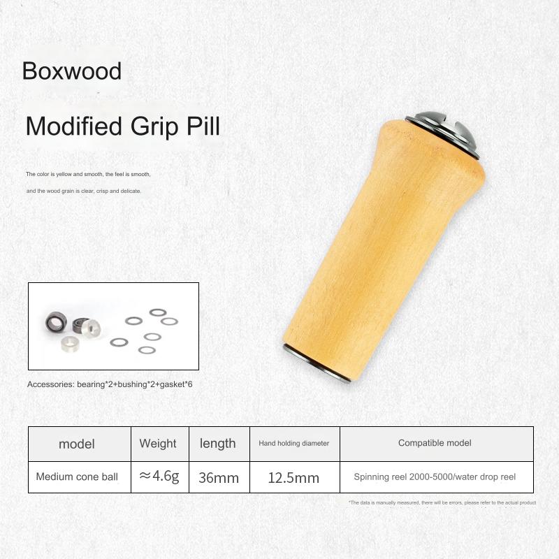 1 stuks massief houten handvat viswielarm metalen handvat vismolen details hoogtepunt log gemodificeerde bal: Rood