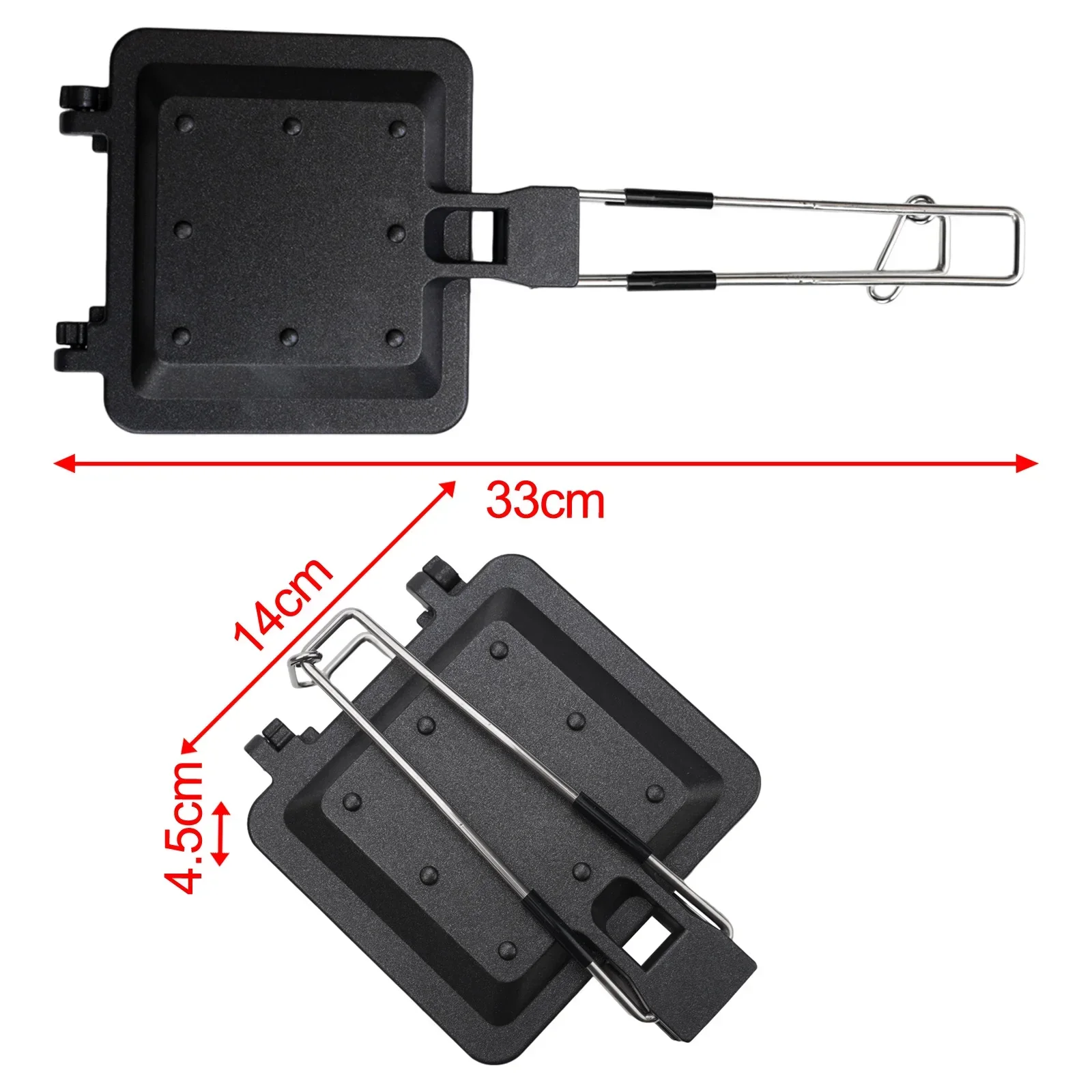 Praktische kampeertochten Campinggrill Opvouwbaar 33 * 14 * 4,5 cm Zwart Opvouwbare sandwichgrill Draagbaar Opvouwbaar Draagbaar