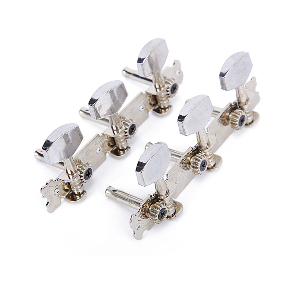 JEString Tuning Pegs Tuners for Acoustic, Folk JEMachine Heads, Chrome Part, 3R + 3L, Replacement Parts, 6Pcs: WHITE