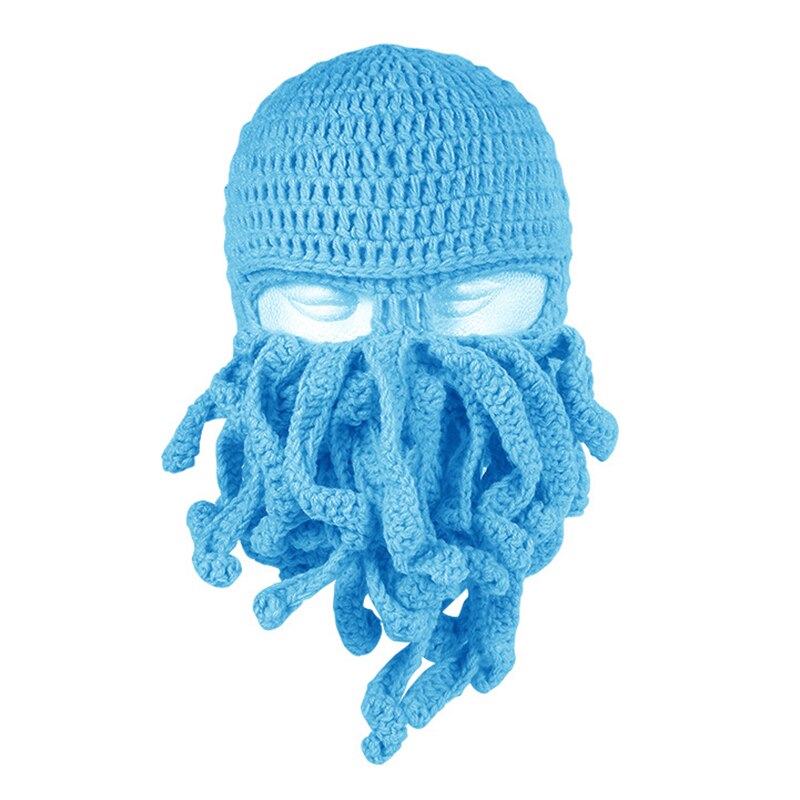 Novelty Funny Party Octopus Beard Hat Unisex Animal Cthulu Crocheted Tentacle Knit Wind Mask Ski Cap Halloween Hats: 03