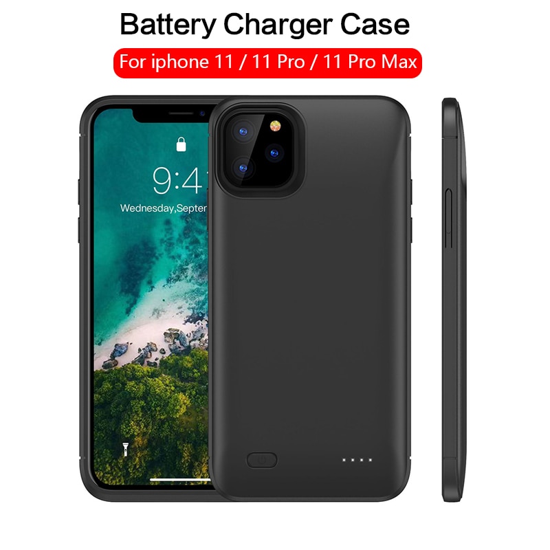 5200mah Batterij Oplader Voor iphone 11 Pro 6200mah Powerbank Backup Charger Case Voor iPhone 11 Pro Max batterij Case Black