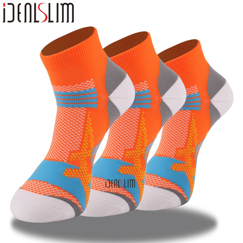 IDEALSLIM Sport Socken viel für Männer Frauen Jungen Laufen Socken Atmungsaktiv Schnell Trocknend Runnnig Socken: Orange- 3 Paris