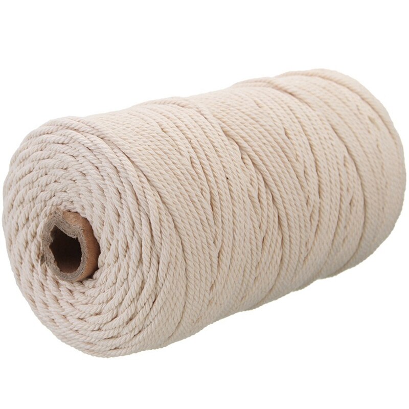3Mmx200M Natural Handmade Cotton Cord Macrame Yarn Rope Diy Wall Hanging Plant Hanger Craft String Knitting