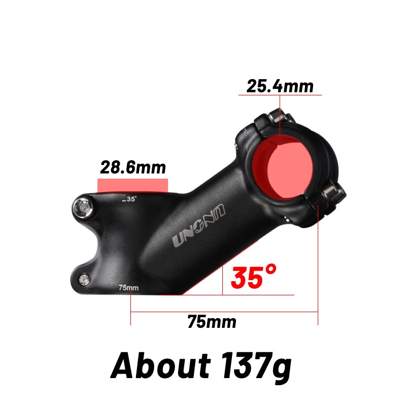 UNO MTB Vorbauten Fahrrad Vorbau Mtb Rennrad Vorbau 25.4/31,8mm Ultraleichte Vorbau 35 Grad 70 90 110mm Lenker Stamm matt Schwarz: 25.4x75mm