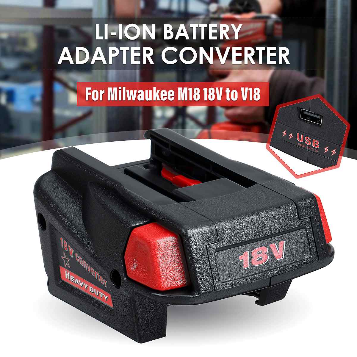 Konverter adapter lithium batteri strøm konverter til milwaukee  m18 18v til  v18 li- ion batteri usb telefon oplader opladningsværktøjer