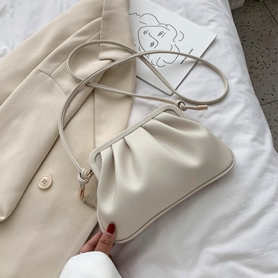 Gnocchi Borse da Donna Frizione 2020 di Nuovo Modo di disegno Pieghe Spalla Crossbody Delle Donne del Sacchetto di Nuvole Borse chic Delle Signore Borse di clip: beige