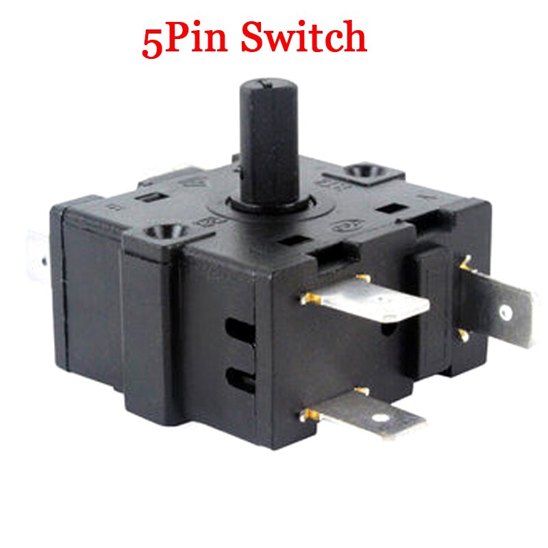 16A 3Pin 5Pin Ac Elektrische Kachel Pookknop Schakelaar 4Gear Draaiknop Thermostaat Schakelaar 3 Versnelling Temperatuur Schakelaar 250V: 5pins Switch 3Gear