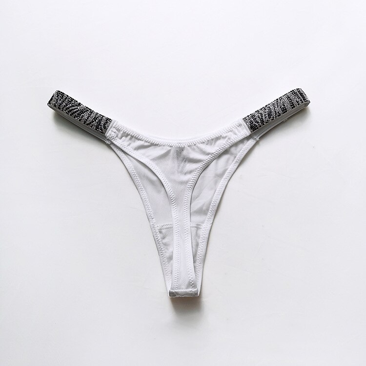 String Sexy de Style européen pour femmes, sous-vêtement en diamant, taille basse, sans couture, confortable, string zèbre, Lingerie féminine,: DiamondWhit t-pants / S
