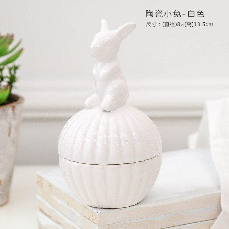 MINI Ceramic Animal Storage Jars Bear Rabbit Cover Spices Candy Tank Container Coffee Jewelry Kitchen Organizer Decoration Craft: 14