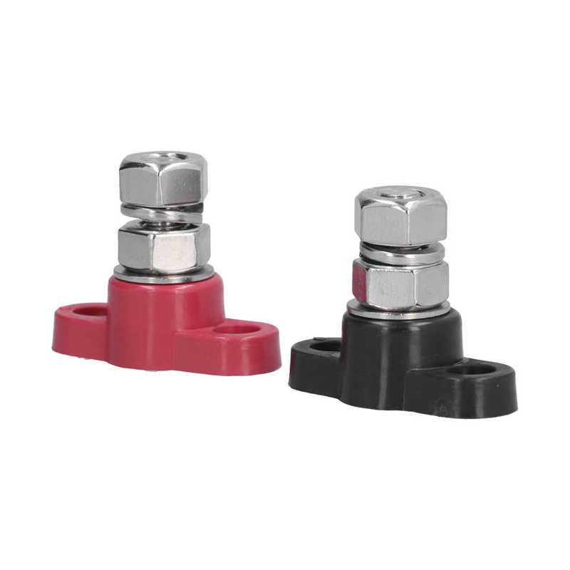 Power Distribution Studs Terminal Kit Insulated Battery Junction Posts Red and Black for Refitting Cars