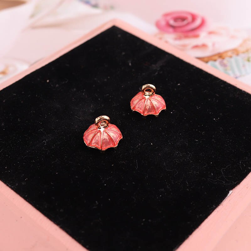 20pcs 10*10MM DIY Enamel 3D Umbrella Charms Alloy Small Metal Bracelet Pendant Accessories Jewelry Dangle Materia: Pink