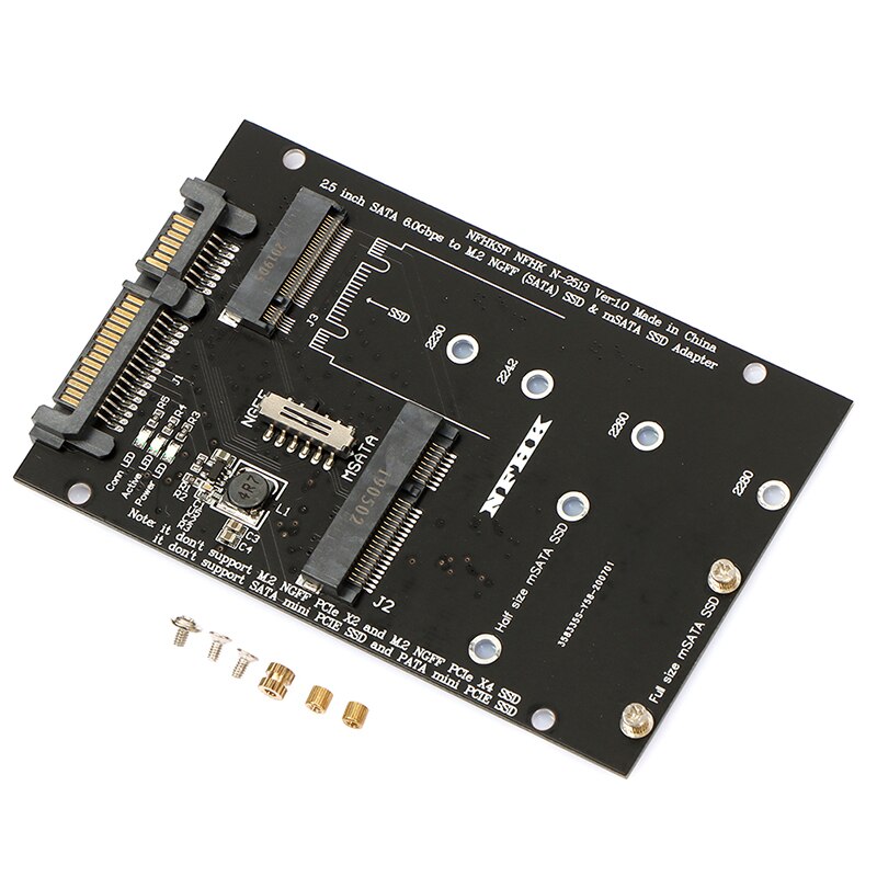 Adaptador NGFF MSATA SSD a SATA 3,0, tarjeta convertidora 2 en 1 para PC y portátil