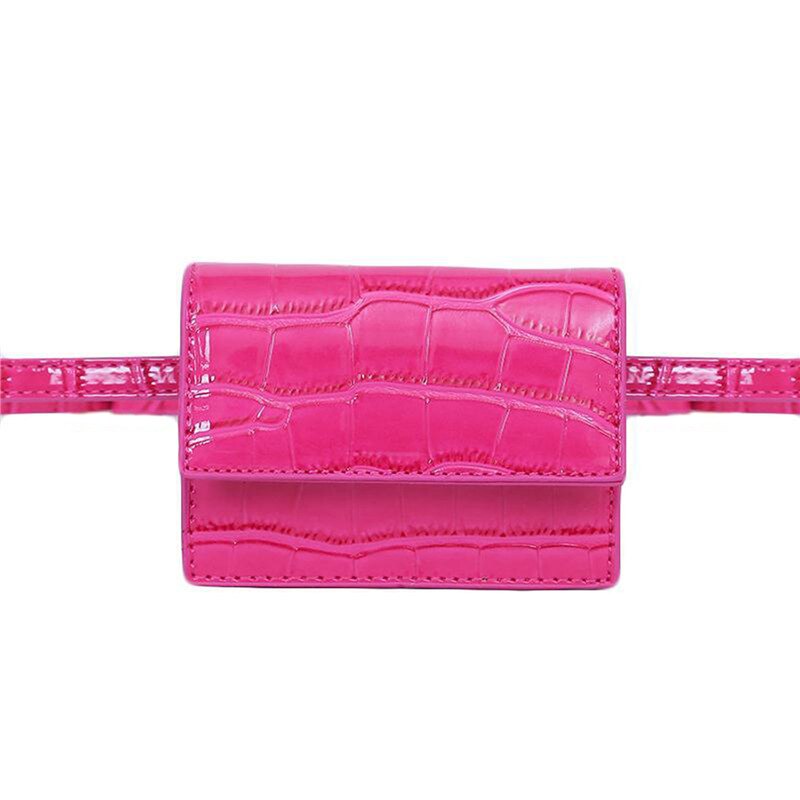 Vrouwen Mini Heuptas Trendy Kunstleer Krokodil Patroon Fanny Pack Met Afneembare Riem: Hot Pink