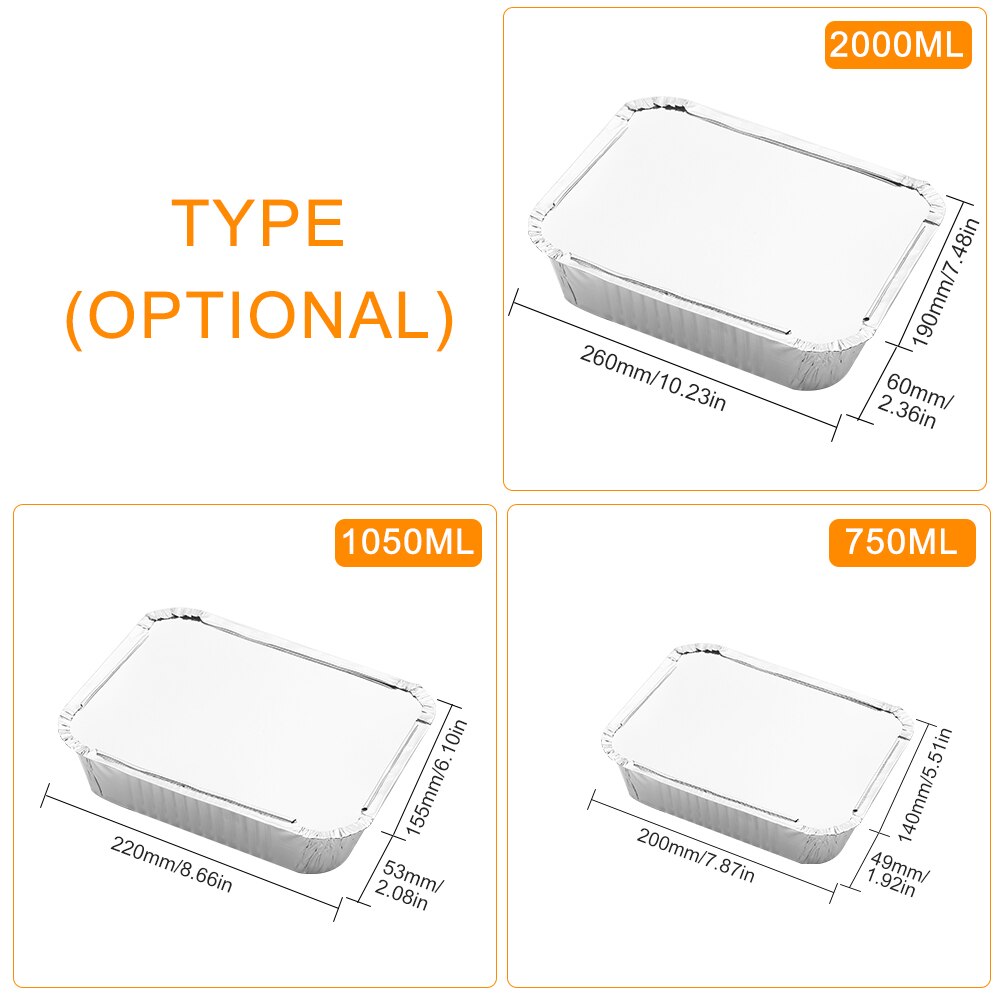 20 stk/pakning engangs uttakspanner aluminiumsfolie pannebeholdere panner med lokk til baking oppbevaring oppvarming matlaging rist matte
