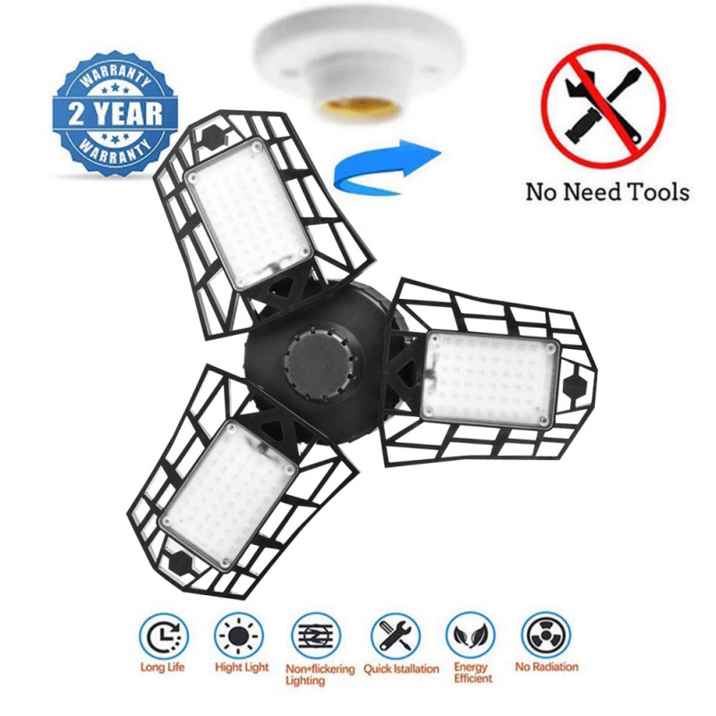 LED Garage Lamp With PIR Motion Sensor LED Workshop Lights Deformed Folding Chandelier Mining Lamp Factory Lampwith