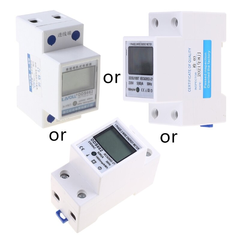 LCD Digital Display Single Phase Power Consumption Meter Energy Meter Watt Wattmeter kWh 230V AC 50Hz Din Rail